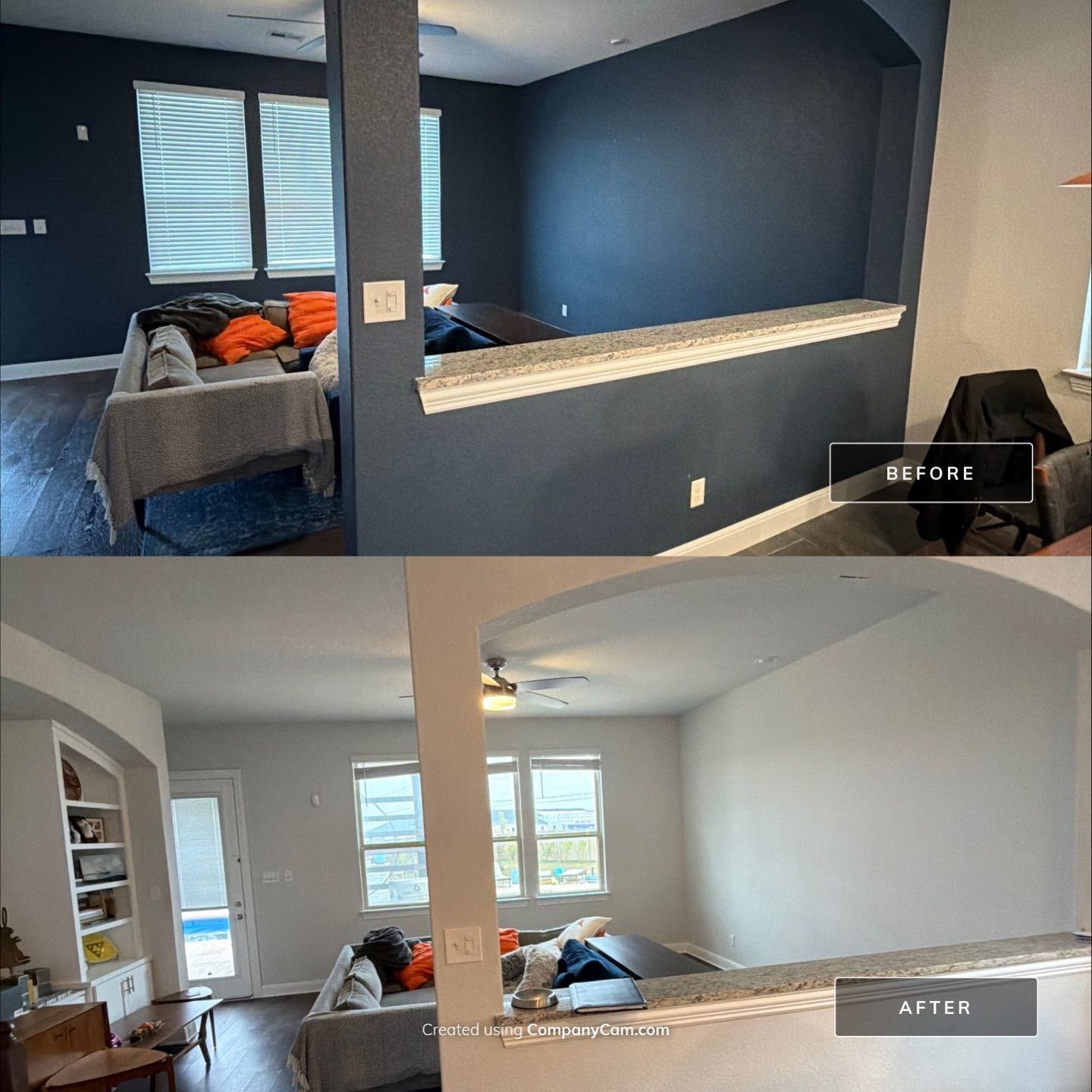 Interior painting living room Central Austin by Hill Country Painting